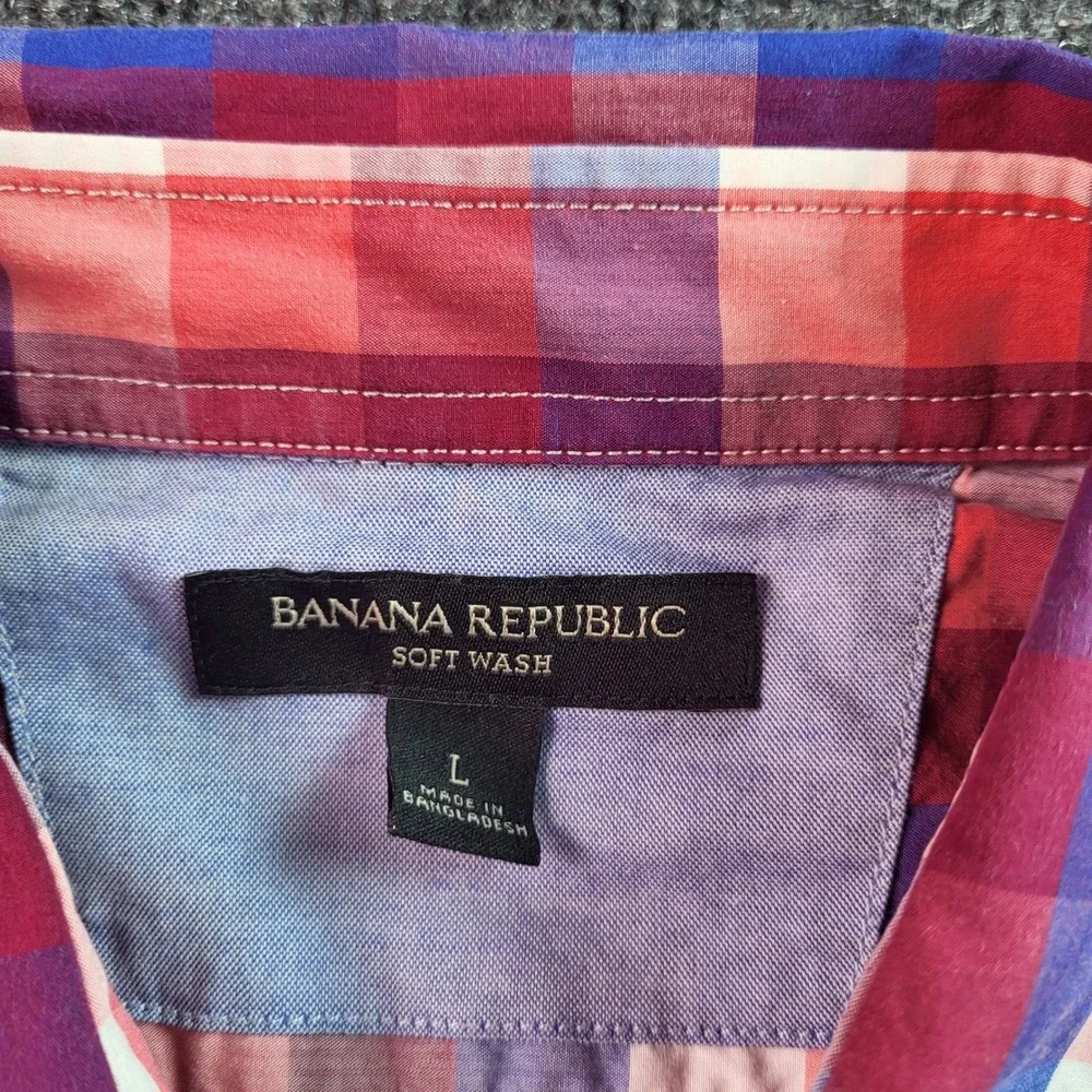 Banana Republic Soft Wash‎ Mens Large Plaid Button Down Long Sleeve Shirt